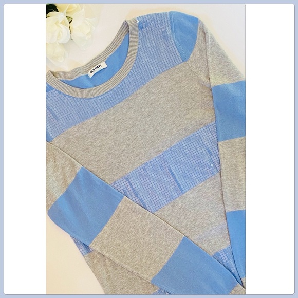 Glittering Old Navy Blue & Gray Strip Sequin Sweater - Picture 5 of 8